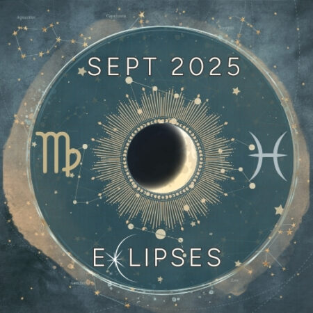 thumbnail representing the sept 2025 eclipses in virgo and pisces. September solar and lunar eclipses.